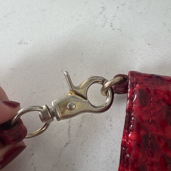Brahmin Red Croc Embossed Leather Wristlet- Worn Hardware - Picture 2 of 6